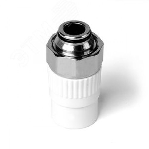 Муфта комбинированная 20x3/4' ВР накидная гайка, евроконус, полипропиленовая PPR белая