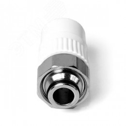 Муфта комбинированная 20x3/4' ВР накидная гайка, евроконус, полипропиленовая PPR белая