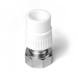 Муфта комбинированная 20x3/4' ВР накидная гайка, евроконус, полипропиленовая PPR белая