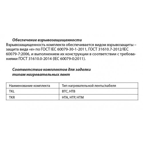 Комплект для заделки TKL