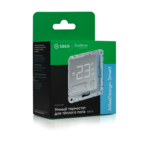 ATLASDESIGN SMART Термостат программируемый для   электрического теплого пола, Zigbee, 16 А, мех.,  БЕЛЫЙ
