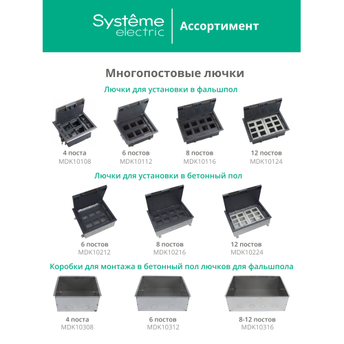 Лючок MultiDeS на 2 модуля IP44 с монтажной коробкой для стены фальшпола стола ЧЁРНЫЙ матовый тип MDK20