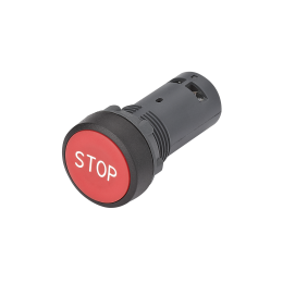 Кнопка моноблочная 22мм красная с возвратом, с маркировкой STOP, пластик, 1НЗ, IP65 SB7