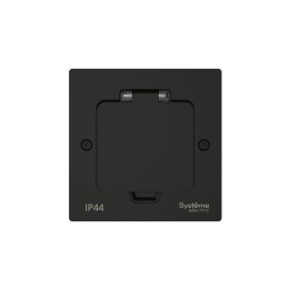 Лючок MultiDeS на 2 модуля IP44 с монтажной коробкой для стены фальшпола стола ЧЁРНЫЙ матовый тип MDK20
