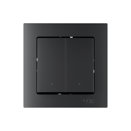 ATLASDESIGN SMART 2-кл. ВЫКЛЮЧАТЕЛЬ с подсв., Zigbee, сх.5, L+N, 10А, мех., КАРБОН