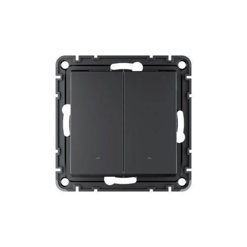 ATLASDESIGN SMART 2-кл. ВЫКЛЮЧАТЕЛЬ с подсв., Zigbee, сх.5, L+N, 10А, мех., КАРБОН
