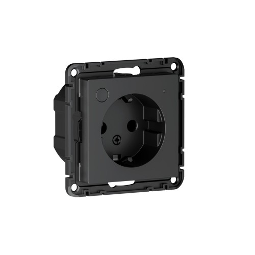 ATLASDESIGN SMART РОЗЕТКА с заземл., со шт., Zigbee, L+N, 16А, мех., КАРБОН