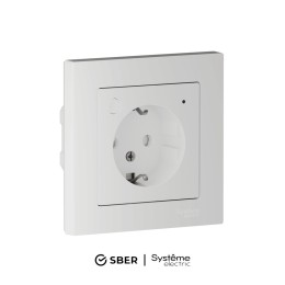 ATLASDESIGN SMART РОЗЕТКА с заземл., со шт., Zigbee, L+N, 16А, мех., БЕЛЫЙ