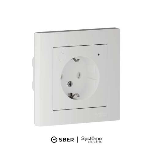 ATLASDESIGN SMART РОЗЕТКА с заземл., со шт., Zigbee, L+N, 16А, мех., БЕЛЫЙ