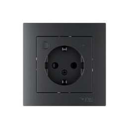 ATLASDESIGN SMART РОЗЕТКА с заземл., со шт., Zigbee, L+N, 16А, мех., КАРБОН