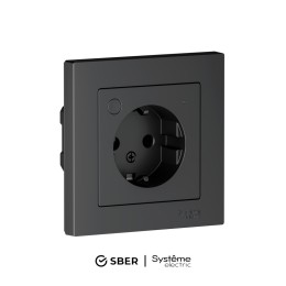 ATLASDESIGN SMART РОЗЕТКА с заземл., со шт., Zigbee, L+N, 16А, мех., КАРБОН