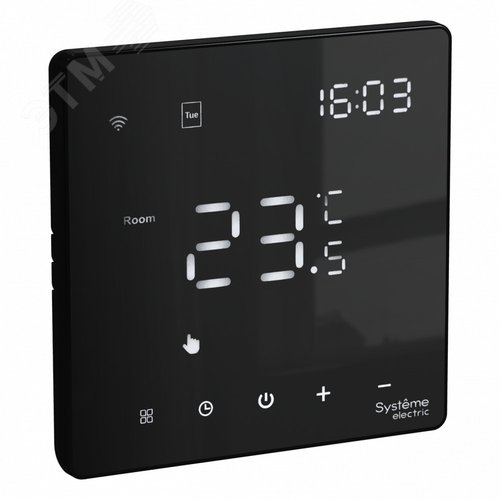 ARTGALLERY ТЕРМОСТАТ программируемый с Wi-Fi для электрического теплого пола, 16 А, моноблочный, ЧЕРНЫЙ