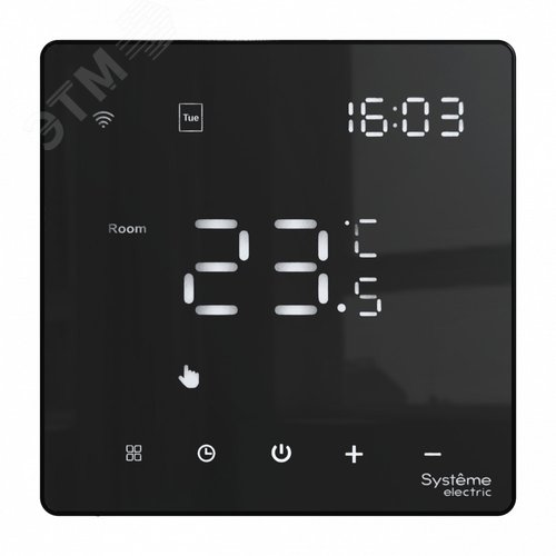 ARTGALLERY ТЕРМОСТАТ программируемый с Wi-Fi для электрического теплого пола, 16 А, моноблочный, ЧЕРНЫЙ