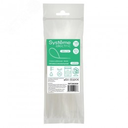 Стяжка кабельная MultiSet 200х3.6 Белая (100шт)