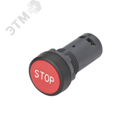 Кнопка моноблочная 22мм красная с возвратом, с маркировкой STOP, пластик, 1НЗ, IP65 SB7
