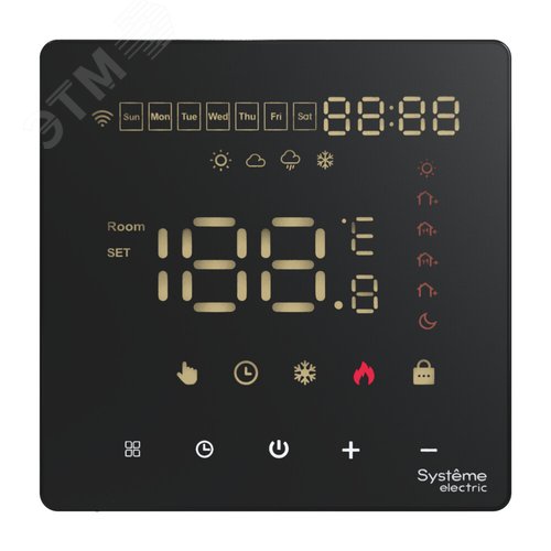 ARTGALLERY ТЕРМОСТАТ программируемый с Wi-Fi для электрического теплого пола, 16 А, моноблочный, ЧЕРНЫЙ