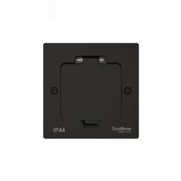 Лючок MultiDeS на 2 модуля IP44 с монтажной коробкой для стены фальшпола стола ЧЁРНЫЙ матовый тип MDK20