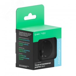 ATLASDESIGN SMART РОЗЕТКА с заземл., со шт., Zigbee, L+N, 16А, мех., КАРБОН