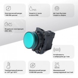 Лампа сигнальная SB5 в сборе модульная 22 мм зеленая 230-240В АС