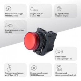 Лампа сигнальная SB5 в сборе модульная 22 мм красная 230-240В АС