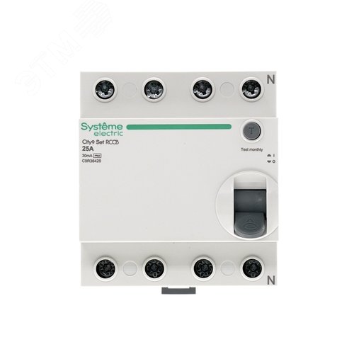 Выключатель дифференциального тока (ВДТ) 25А 4P 30мА Тип-AC 400В City9 Set