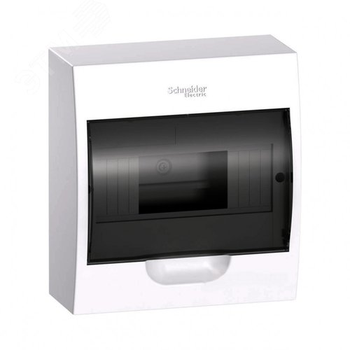 Щит распределительный навесной белый City9 (ЩРн-П-8) дверь прозрачная на 8 модулей IP40