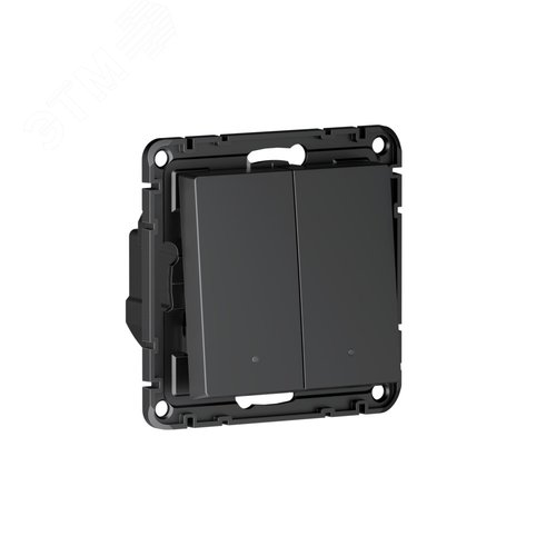 ATLASDESIGN SMART 2-кл. ВЫКЛЮЧАТЕЛЬ с подсв., Zigbee, сх.5, L+N, 10А, мех., КАРБОН