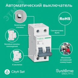 Выключатель автоматический двухполюсный 32А С 4.5kA 230В City9 Set