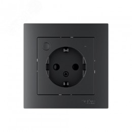 ATLASDESIGN SMART РОЗЕТКА с заземл., со шт., Zigbee, L+N, 16А, мех., КАРБОН
