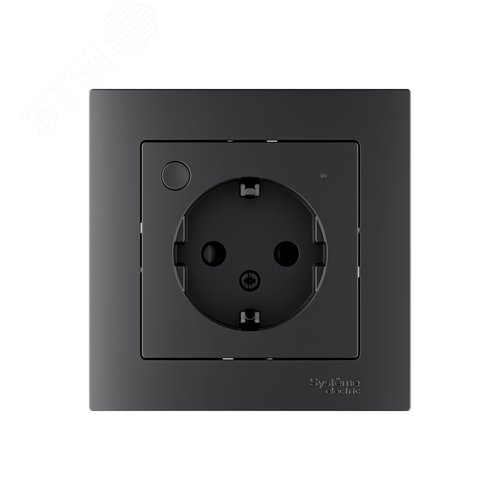 ATLASDESIGN SMART РОЗЕТКА с заземл., со шт., Zigbee, L+N, 16А, мех., КАРБОН