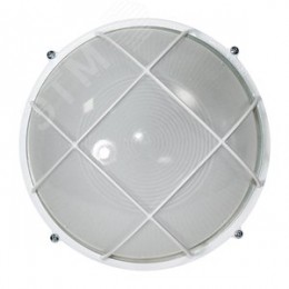 Светильник НПП-03-100-010 IP65 Банник 1102 Круг большой матовый/корпус с решеткой белый