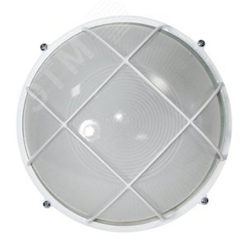 Светильник НПП-03-100-010 IP65 Банник 1102 Круг большой матовый/корпус с решеткой белый