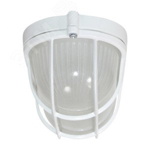 Светильник НПП-03-60-022 IP65 Банник 1402 Овал малый матовый/корпус с решеткой белый