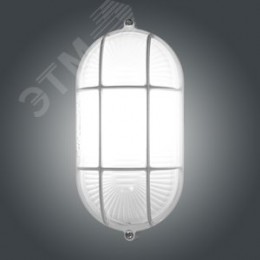 Светильник НПП-03-60-022 IP65 Банник 1402 Овал малый матовый/корпус с решеткой белый