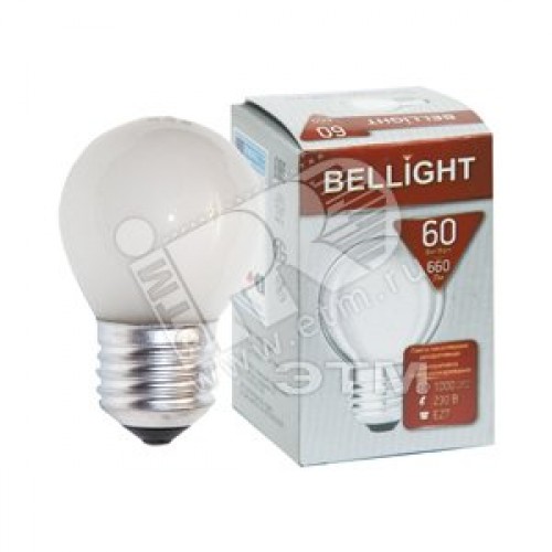 Лампа накаливания декоративная ДШМТ 60Вт 230В Е27 (шар матовый) цветная упаковка