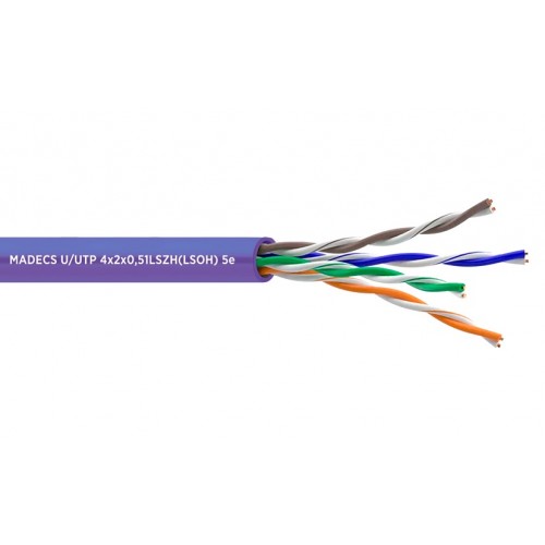 Кабель витая пара U/UTP 4PR 24AWG Cat.5е LSZH(LSOH) неэкранированная не распространяет горение(DCM Test Report) Польша