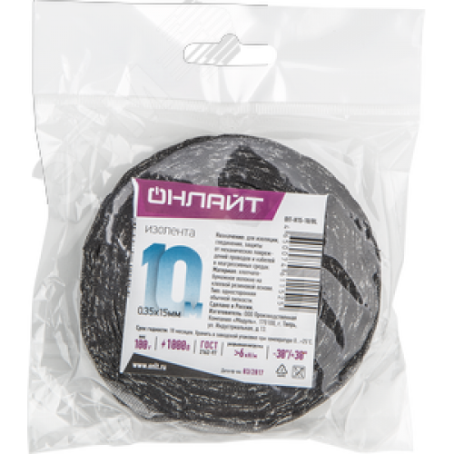 Изолента ОНЛАЙТ 61 152 OIT-H15-10/BL ХБ черная 100г 0,35х15мм 10м