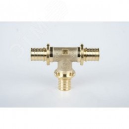 Тройник 16 равносторонний, аксиальный, латунь DZR