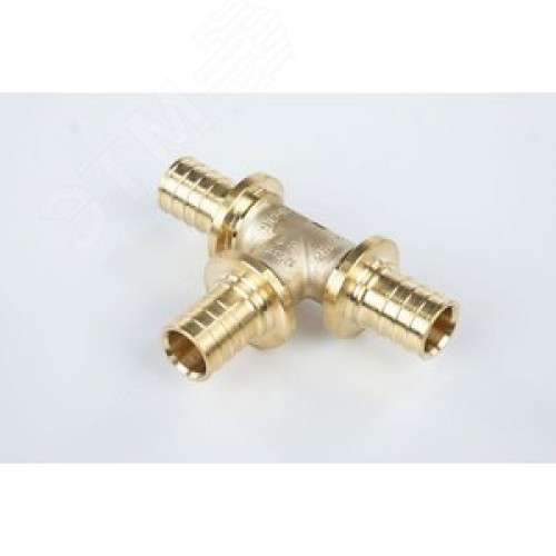 Тройник 25 равносторонний, аксиальный, латунь DZR