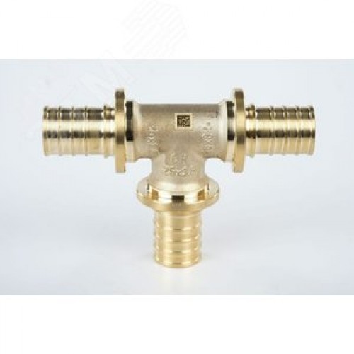 Тройник 25 равносторонний, аксиальный, латунь DZR