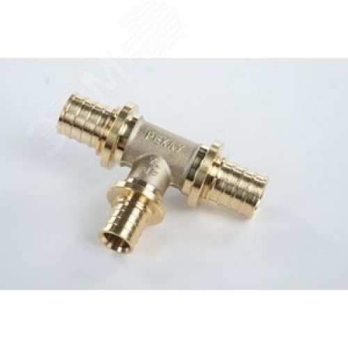 Тройник 20х16х20 переходной, аксиальный, латунь DZR