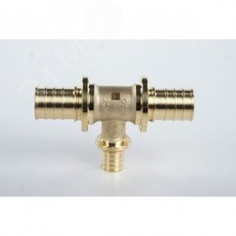 Тройник 25х16х25 переходной, аксиальный, латунь DZR