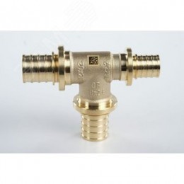 Тройник 20х20х16 переходной, аксиальный, латунь DZR