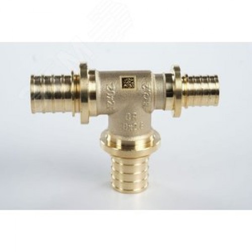 Тройник 20х20х16 переходной, аксиальный, латунь DZR