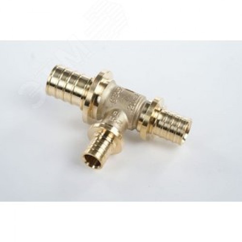 Тройник 25х16х20 переходной, аксиальный, латунь DZR