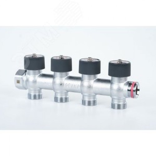 Коллектор распределительный G3/4 4 отвода G3/4 с  плавной регулировкой