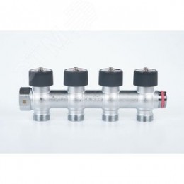 Коллектор распределительный G3/4 4 отвода G3/4 с  плавной регулировкой