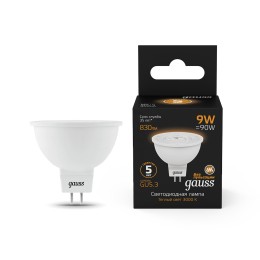 Лампа светодиодная LED 9 Вт 830 лм 3000К софит MR16 теплый GU5.3 AC 220В Black