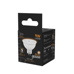 Лампа светодиодная LED 9 Вт 830 лм 3000К софит MR16 теплый GU5.3 AC 220В Black