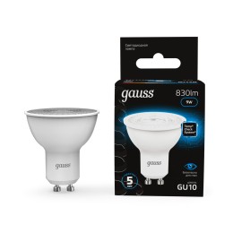 Лампа светодиодная LED 9 Вт 830 лм 6500К софит MR16 холодный GU10 AC 220В Black